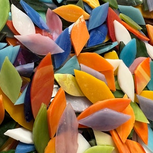 Bulk Rejects Stained Glass Petals Mix// 1/2 pound Stained Glass Petals / Petal Shaped Mosaic Tiles//Mosaic Surplus//Mosaic Supplies