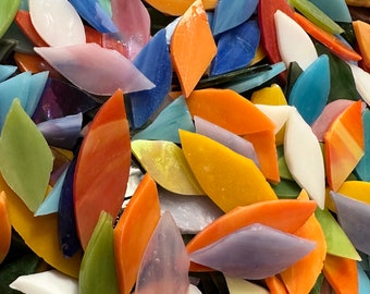 Bulk Rejects Stained Glass Petals Mix// 1/2 pound Stained Glass Petals / Petal Shaped Mosaic Tiles//Mosaic Surplus//Mosaic Supplies