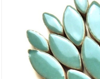 Phthalo Green Ceramic Petal Mix (35-40 count)//Green Petals//Mosaic Tiles//Mosaic Surplus
