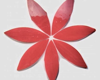 Mosaic Tiles/ 10pc. LARGE 50mm Bright Tomato Red Stained Glass Petals/Petal Shaped Mosaic Tiles//Mosaic Surplus//Mosaic Tiles//Mosaic Sup