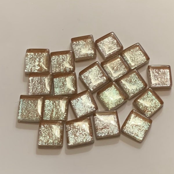 Mosaic Tiles 12mm Hand Made Green Pale Copper W/Green Sheen Luminescence Metallic Glass Mosaic Tiles (25pc)Mosaic Tiles/Craft/Mosaic Surplus