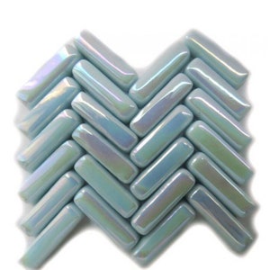 20mm Iridescent Pale Aqua Glass Stix 50g (25pc)//Mosaic Tiles//Mosaic Glass//Mosaic Surplus//Mosaic Supplies