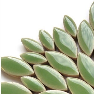 Jade Green Ceramic Petal Mix (35-40 count)//Green Petals//Mosaic Tiles//Mosaic Surplus