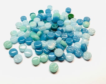 100 MINI 8mm Aqua Mix Darling Dotz/100pc/Mosaic Supplies//Mosaic Surplus//Mosaic Glass