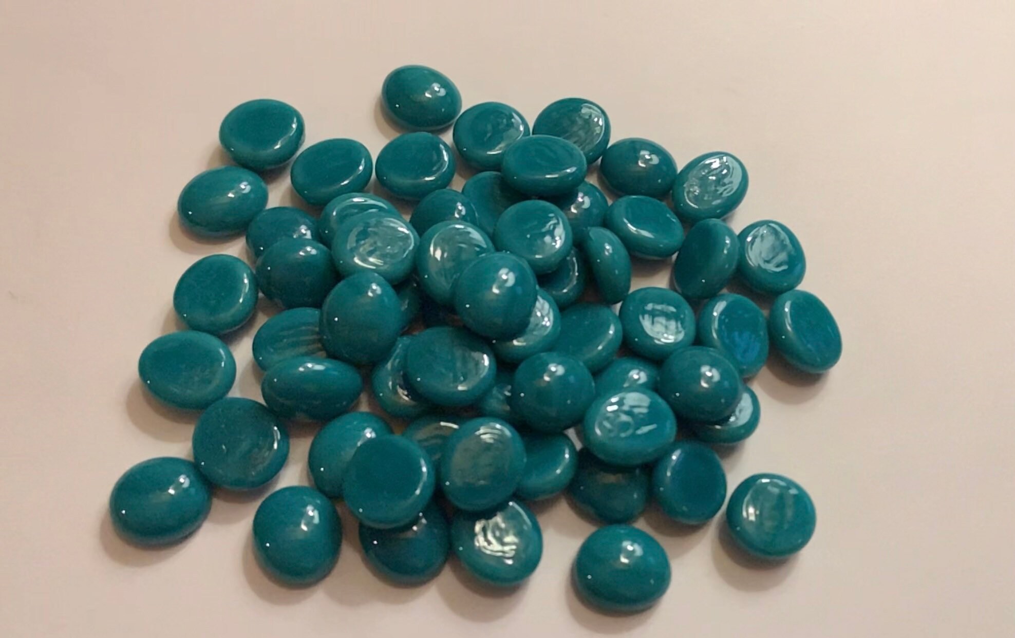 13mm 1/2 Flat Glass Marbles, Turquoise Blue Opaque, Glass Gems, Cabochons,  Mosaics, Glass Nuggets 