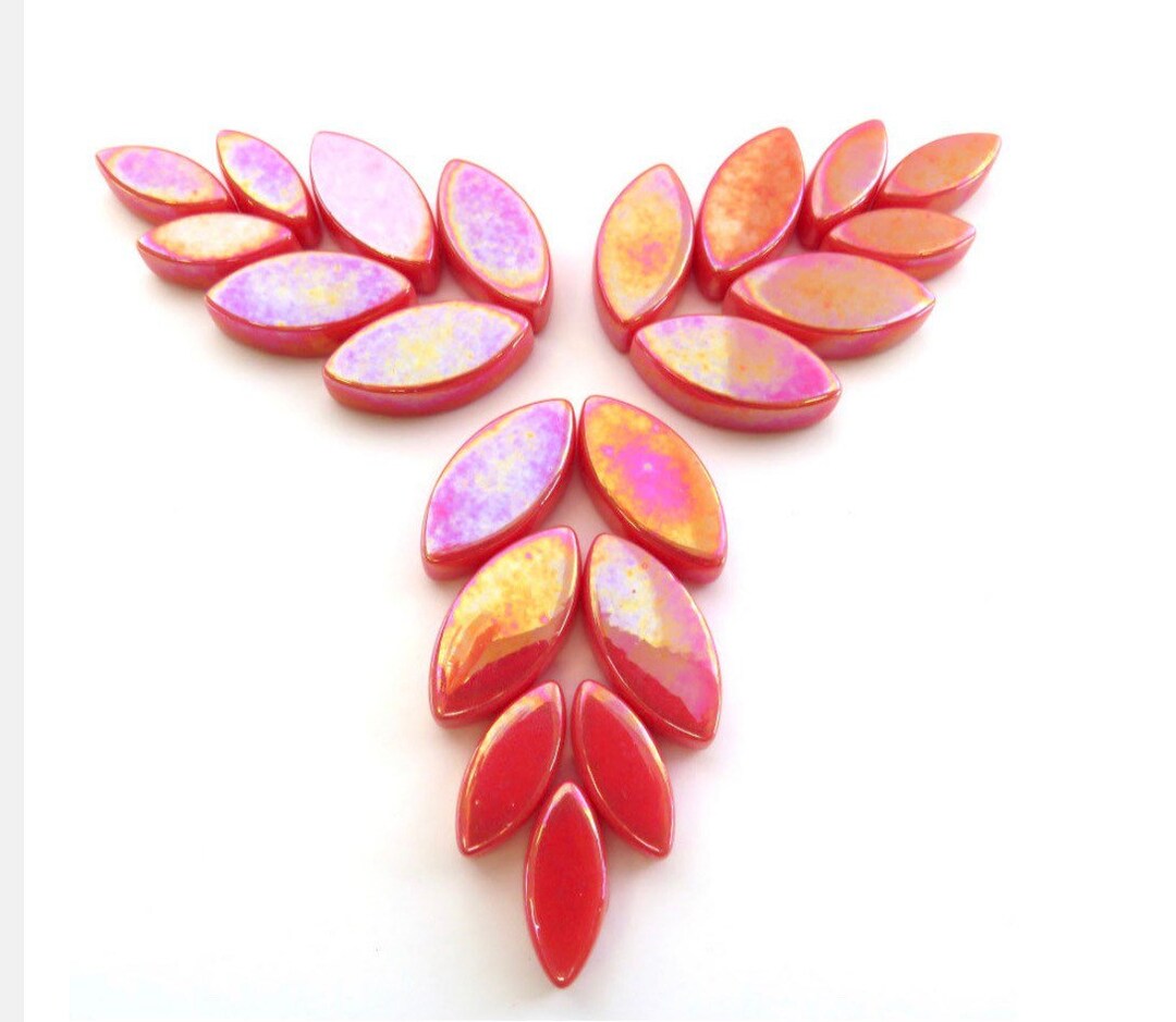 Mosaic Tiles/watermelon Iridescent Glass Petal Mix //50g//+/-24pc ...