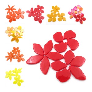 Mosaic Tiles// 50g Glass Flower Petal Shapes//choose from 4 warm colors//MosaicSurplus