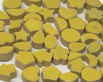 MINI Charms Yellow Ceramic Mosaic Tiles//50g/1.75oz/(+\- 80pc)//Mosaic Tiles//Mosaic Surplus//Mosaic Supplies
