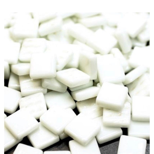 12mm(1/2") White Opal Gloss (50pc) Recycled Glass Square Mosaic Tiles//Mosaic Surplus//Mosaic Supplies