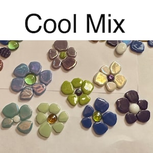 Mosaic Tiles/Botanical Mix Glass Petals 1/4 pound 75pc Sakura Petal Mix/mosaic surplus Cool Mix