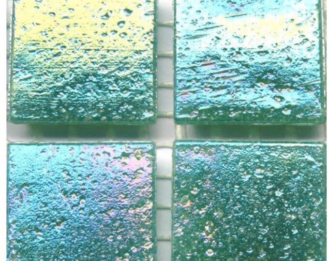 3/4 Seaside Green Iridized Mosaic Glass Tile 25 // Mosaic Tiles