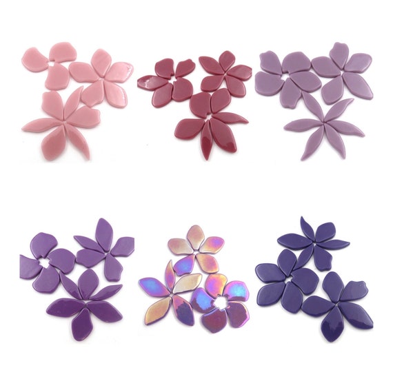 Mosaic Tiles// 50g Glass Flower Petal Shapes//GFP//choose from 4 colors//MosaicSurplus
