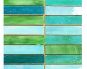 Mosaic Tiles Stained Glass Turquoise Green Strips Mix (15pc) Stained Glass Mosaic Surplus Mosaic Tiles