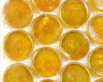 Golden Sun Iridized Glass Penny Rounds (18mm)(25count)//Glass Tiles //Mosaic Tiles//Mosaic Surplus