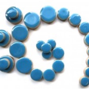 Mosaic Tiles/ Turquoise Blue Ceramic Circle Mix  (50g+/-20pieces)//Ceramic Disks//Mosaic Tiles//Mosaic Surplus