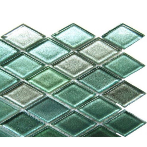 Teal Shimmer Glass Diamonds 14 pieces//Mosaic Tiles// Mosaic Surplus //Mosaic Supplies