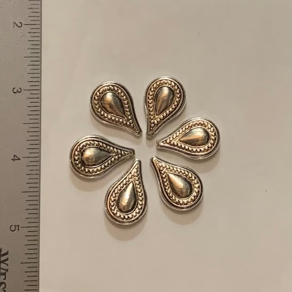 Mosaic Tiles/ Beads/ 25mm Small Silver Teardrop Beads/6pc/New Stock//Jewelry//Mosaic Tiles//Mosaic Surplus