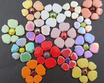 Mosaic Tiles/Botanical Mix Glass Petals 1/4 pound (+\-75pc) Sakura Petal Mix/mosaic surplus