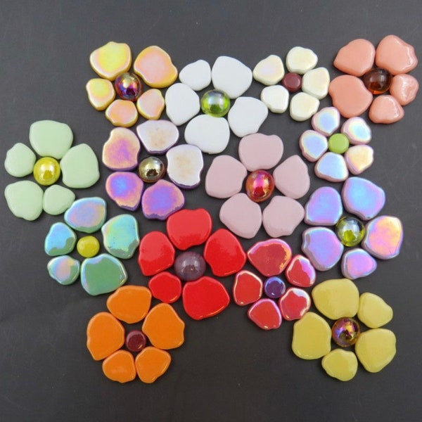 Mosaic Tiles/Botanical Mix Glass Petals 1/4 pound (+\-75pc) Sakura Petal Mix/mosaic surplus