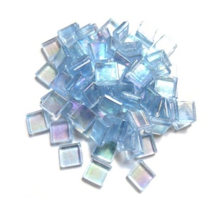 10mm (3/8&quot;) Mini Whisper Blue Iridescent Transparent Glass Mosaic Tiles //Mosaic Tiles// Mosaic Surplus