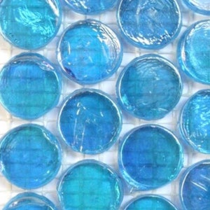 Maldives Blue Iridized Glass Penny Rounds (18mm)(25count)//Glass Tiles //Mosaic Tiles//Mosaic Surplus