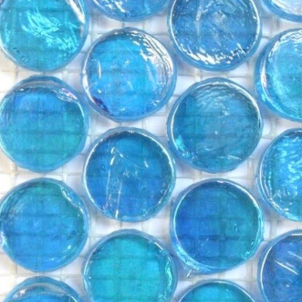 Cuentas redondas de vidrio iridiscente azul de Maldivas (18 mm) (25 unidades) // Azulejos de vidrio // Azulejos de mosaico // Excedentes de mosaico