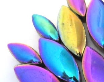 Mosaic Tiles/ Disco Lights Iridescent Ceramic Petals Mosaic Tiles Mix (35-40pc ) // Mosaic Tiles // Mosaic Supply // Mosaic Surplus