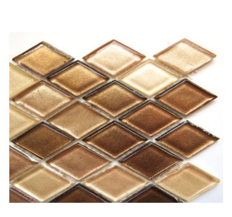 Copper Shimmer Glass Diamonds 14 Pieces Mosaic Tiles Image 0