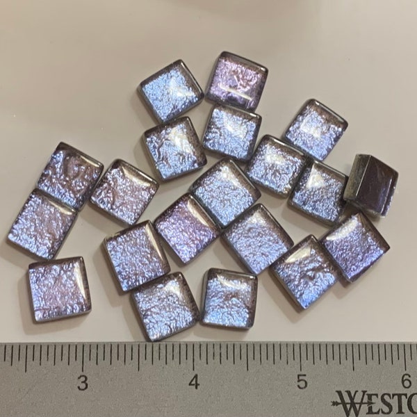 Mosaic Tiles 12mm Hand Made Icy Periwinkle Luminescent Metallic Glass Mosaic Tiles (25pc)Mosaic Tiles/Craft/Mosaic Surplus/Jewelry