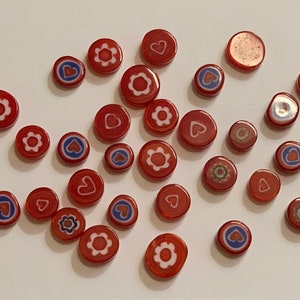 Mosaic Tiles/Red Millefiori Glass Mix 1 ounce (+/- 25pc)//COE 90