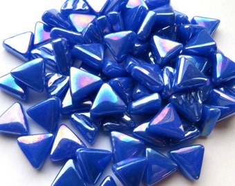 Mosaic Tiles/ MINI 10mm Iridized Brilliant Blue Glass Triangles 50g (85pc)//Mosaic Tiles//Mosaic Glass//Mosaic Surplus//Mosaic Supplies