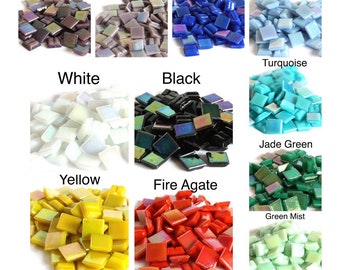 Mosaic Tiles/ 100 Iridescent Glass Tiles 3/8"//mosaic Tiles// Mosaic supplies//Mosaic Surplus