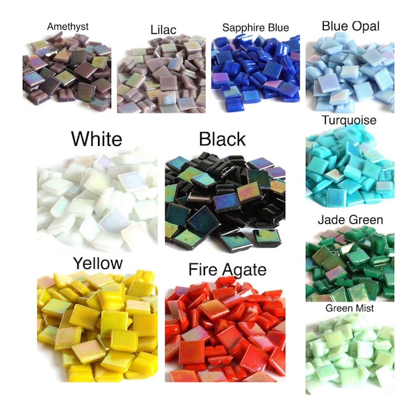 Mosaic Tiles/ 100 Iridescent Glass Tiles 3/8"//mosaic Tiles// Mosaic supplies//Mosaic Surplus