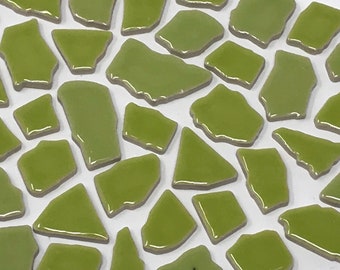 Kiwi Green Glazed Ceramic Jigsaw Tiles//Mosaic Tiles//Mosaic Surplus // Ceramic tiles