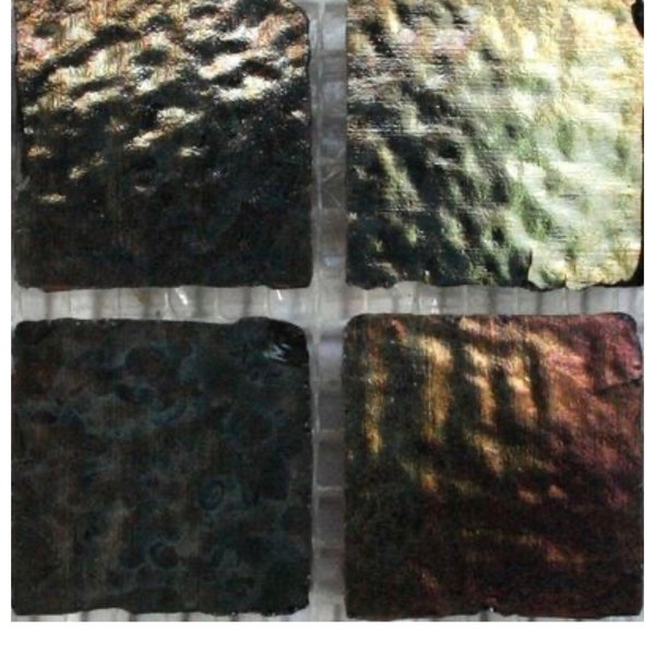 Mosaic Tiles/ 12pc 1” Dark Matter Muted-Iridescent Wavy Rough Glass Tiles//Mosaic Surplus