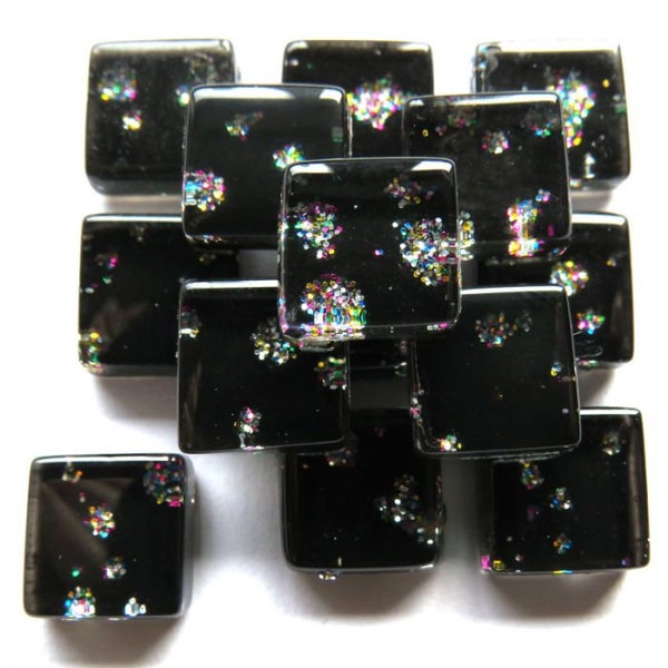 Mosaic Tiles/10mm Mini Space Glitter Backed Mosaic Tiles 3/8"(50pc) Glass Mosaic Tiles//Mosaic Tiles/Craft/Mosaic Surplus