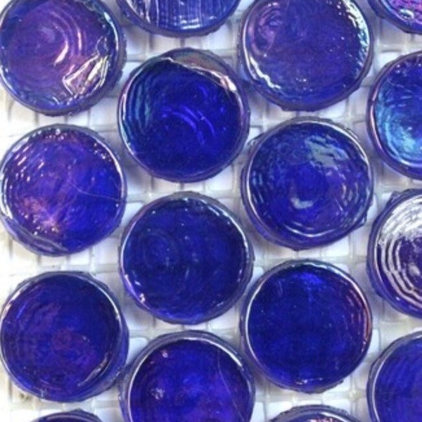 Mosaic Tiles/ Deep Blue Iridized Glass Penny Rounds (18mm)(25count)//Glass Tiles //Mosaic Tiles//Mosaic Surplus