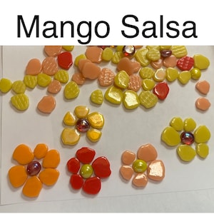 Mosaic Tiles/Botanical Mix Glass Petals 1/4 pound 75pc Sakura Petal Mix/mosaic surplus Mango Salsa