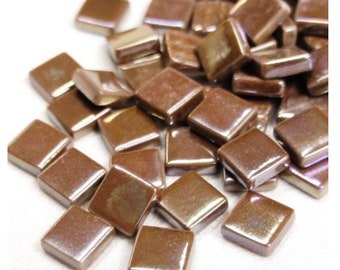 12mm(1/2") Coffee Pearlized Recycled Glass Square Mosaic Tiles(50pc)//Mosaic Surplus//Mosaic Supplies
