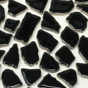 Black Glazed Ceramic Jigsaw Tiles//Mosaic Tiles//Mosaic Surplus // Ceramic tiles