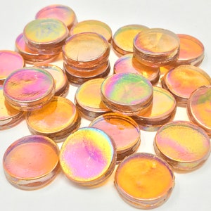 Mosaic Tiles/ Zanzibar Amber Iridized Glass Penny Rounds (18mm)(25count)//Glass Tiles //Mosaic Tiles//Mosaic Surplus