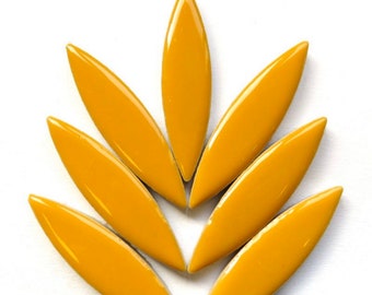 LARGE Curry Yellow Glazed Ceramic Tiles Petal Leaves//Mosaic Tiles//Mosaic Supplies//Mosaic Surplus