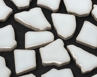 Mosaic Tiles/ White Glazed Ceramic Jigsaw Tiles//Mosaic Tiles//Mosaic Surplus // Ceramic tiles