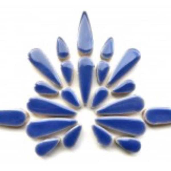 50g Delphinium Blue Ceramic Teardrop (1" & 1/2")Mix (+\-30 count)//Ceramic Tiles //Mosaic Tiles//Mosaic Surplus