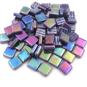 12mm(1/2") Royal Purple Pearlized Recycled Glass Square Mosaic Tiles(50pc)//Mosaic Surplus//Mosaic Supplies