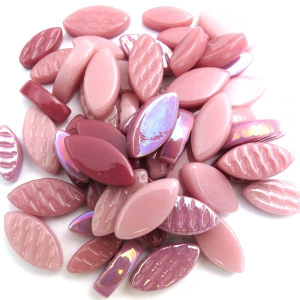 Mosaic Tiles/ Pink Glass Petal Mix //1/4 pound +\- 50 pieces//Mosaic Surplus