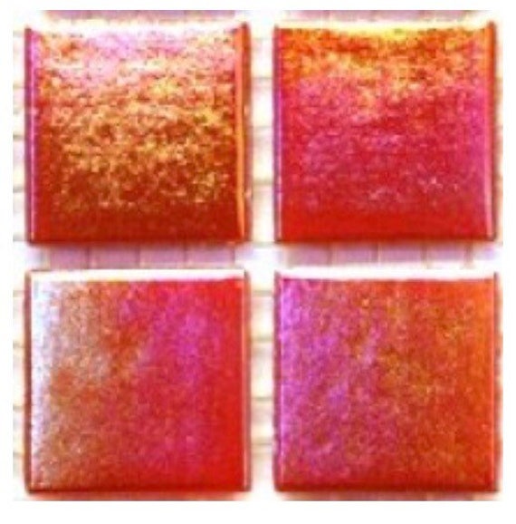 75 Vitreous Iridescent Mosaic Tiles 20mm Ruby Red