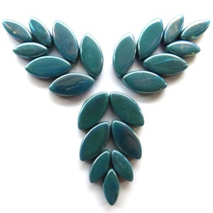 Mosaic Tiles/Deep Teal Iridescent Glass Petal Mix //50g//+/-24pc//Mosaic Surplus