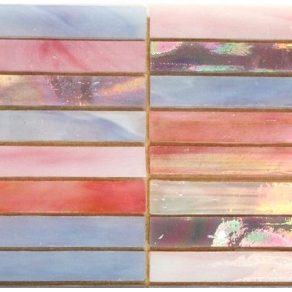 Stained Glass Pink and Purple Strips Mix (15pc)//Stained Glass//Mosaic Surplus//Mosaic Tiles