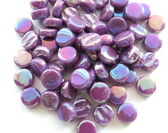 Mosaic Tiles/ 100 MINI 8mm Vibrant Purple PEARLESCENT Darling Dotz//Mosaic Supplies//Mosaic Surplus//Mosaic Glass